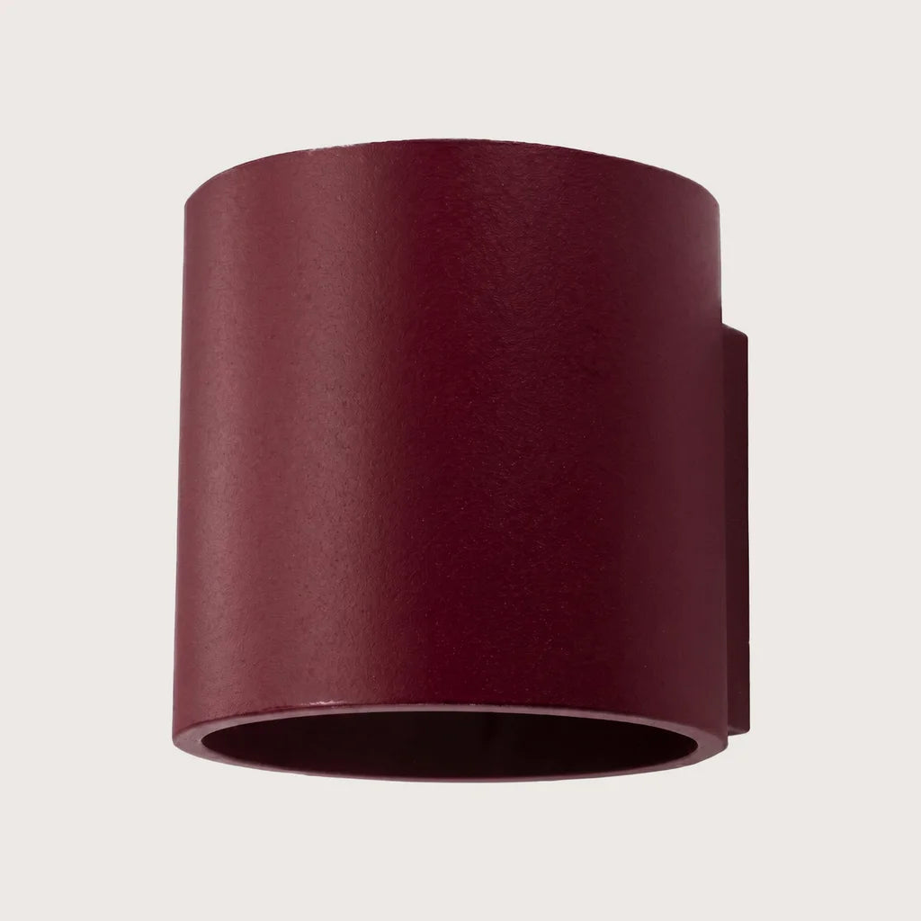 Applique murale cylindre haut et bas, coloris bordeaux (1 lumière – aluminium)