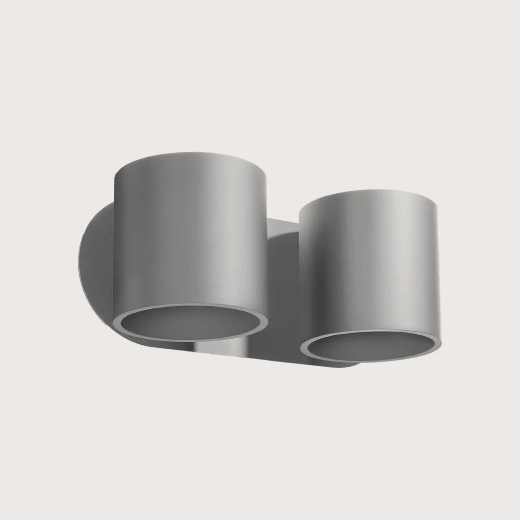 Applique murale cylindre haut et bas, coloris gris (2 lumières – aluminium)