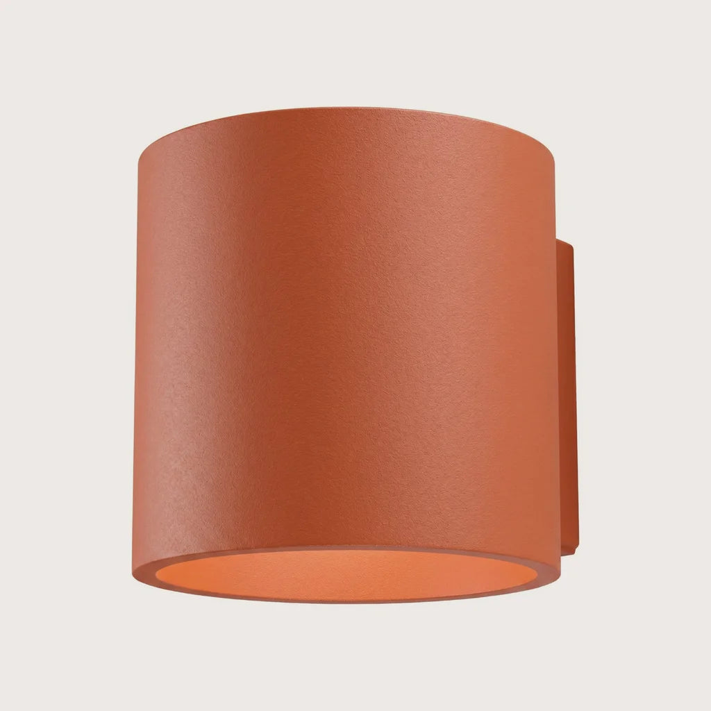 Applique murale cylindre haut et bas, coloris ocre rouge (1 lumière – aluminium)