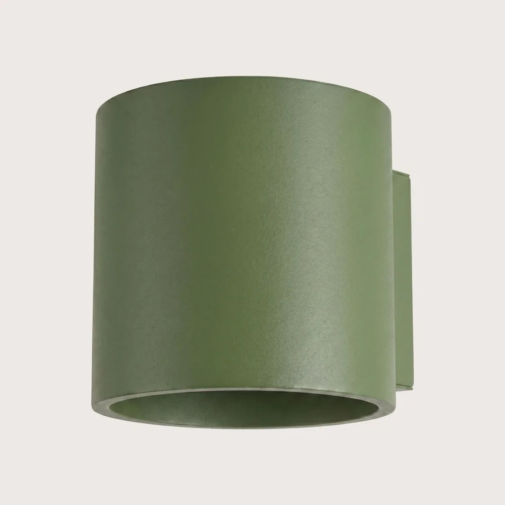 Applique murale cylindre haut et bas, coloris vert olive (1 lumière – aluminium)