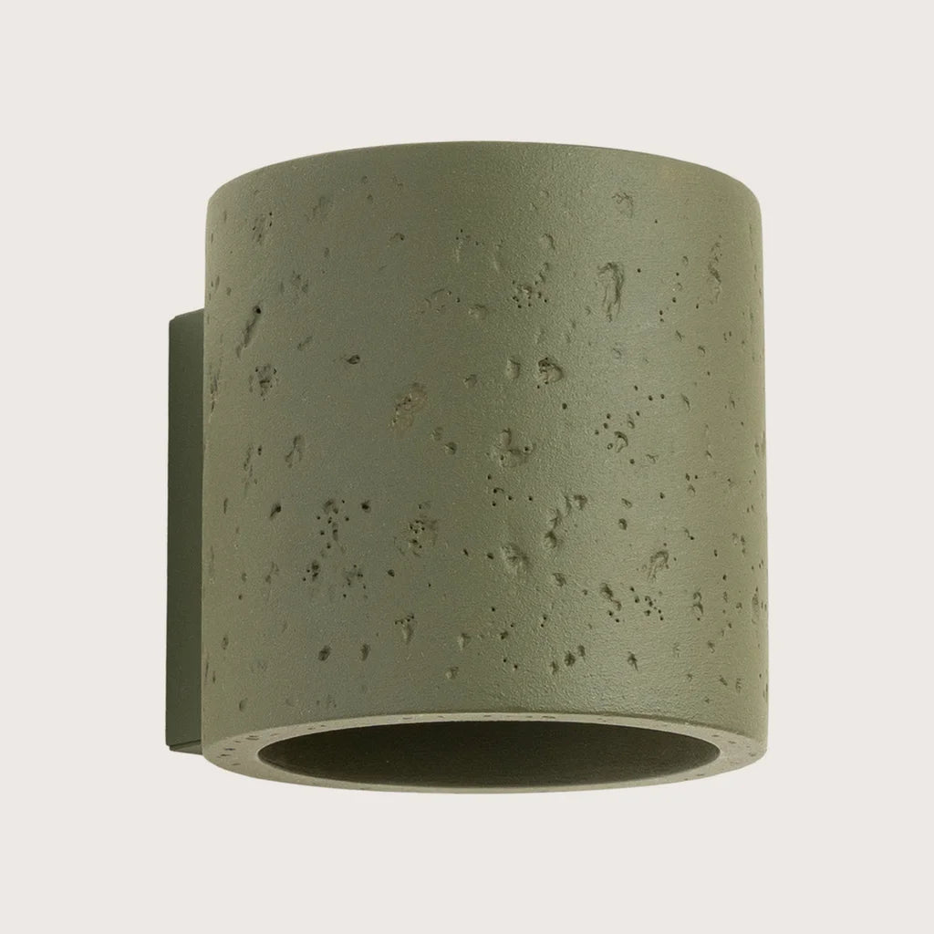 Applique murale cylindre haut et bas, coloris vert olive (1 lumière – béton)