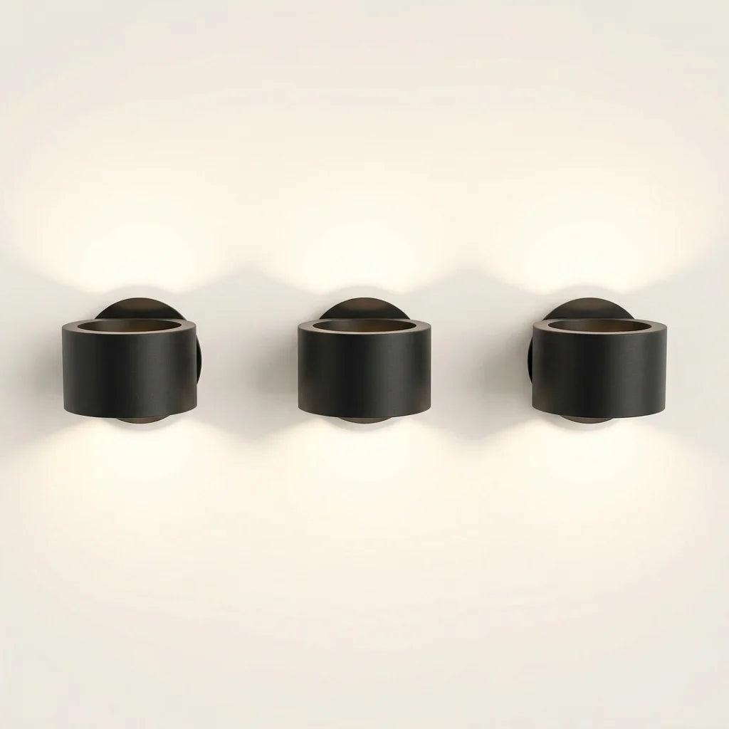 Lot de 3 appliques cylindre noires