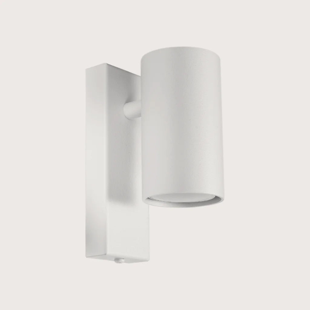 Applique murale cylindre sur platine, coloris blanc