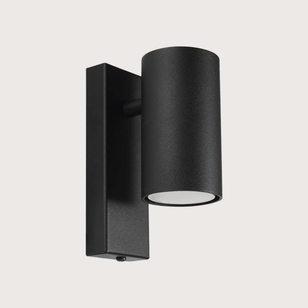 Applique murale cylindre sur platine, coloris noir