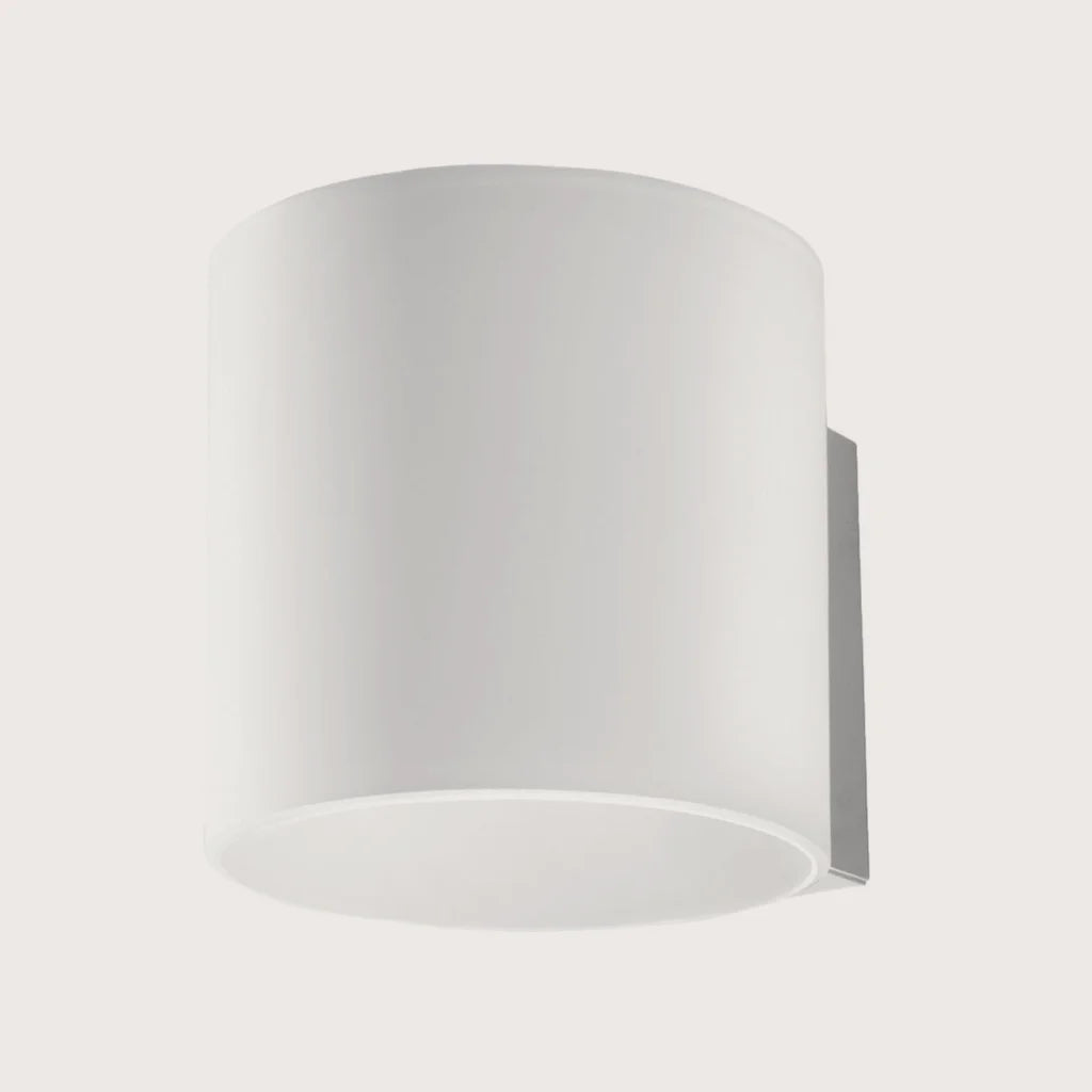 Applique murale cylindre en verre opalin blanc