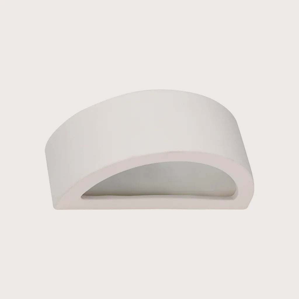 Applique murale demi-lune en céramique ou béton, coloris blanc (20 cm – céramique)