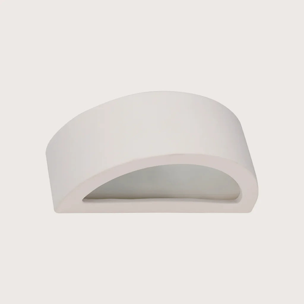 Applique murale demi-lune en céramique ou béton, coloris blanc (30 cm – céramique)