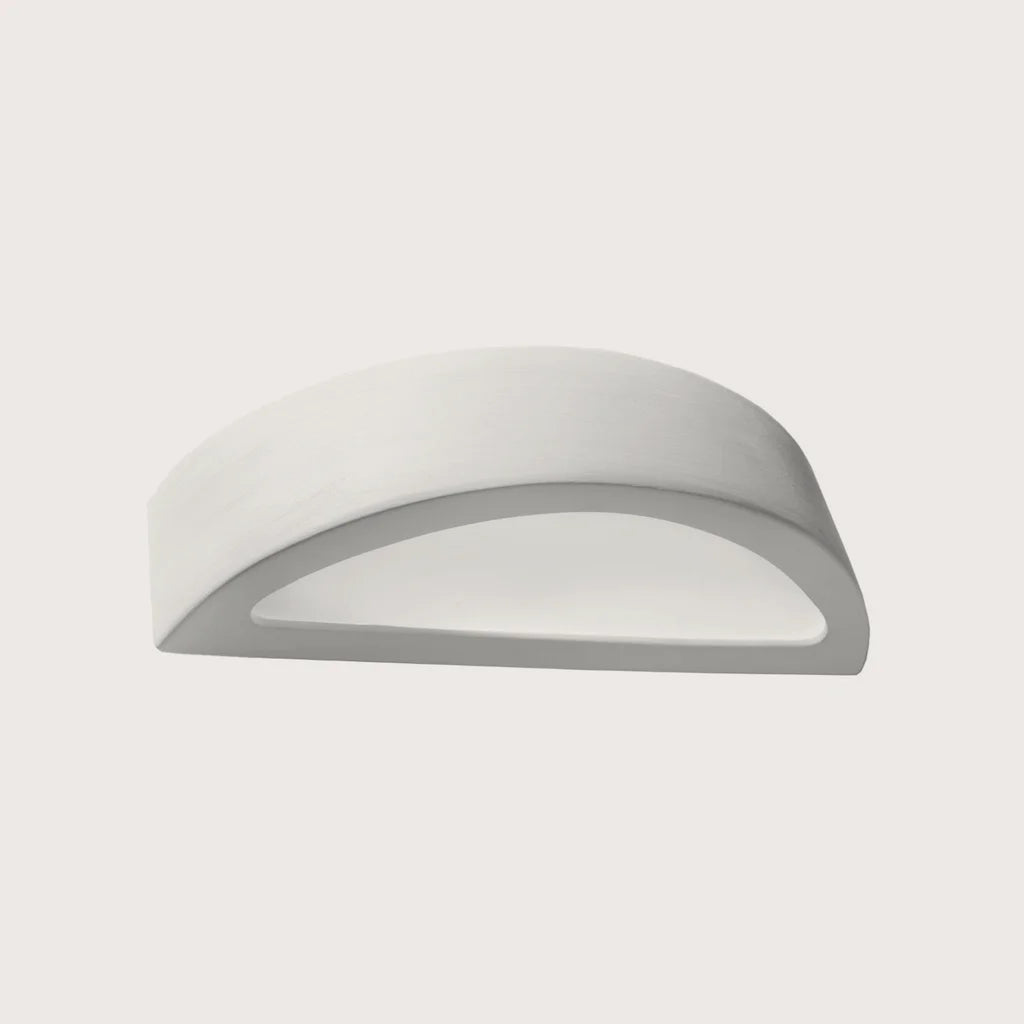 Applique murale demi-lune en céramique ou béton, coloris blanc (40,5 cm – céramique)