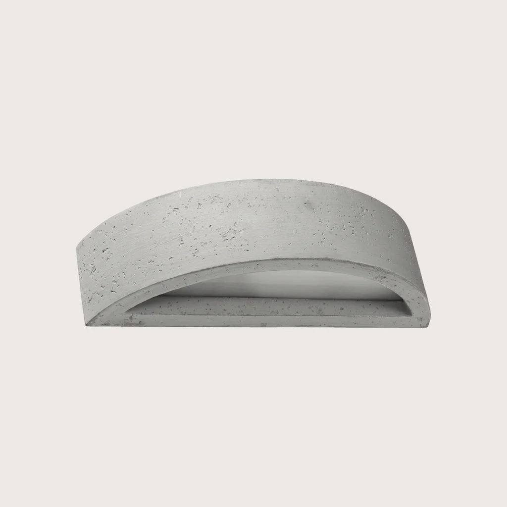 Applique murale demi-lune en céramique ou béton, coloris gris (40 cm – béton)