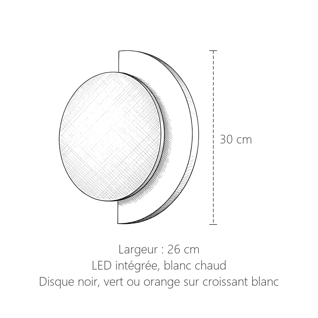 Dimensions de l'applique disque et croissant : 30 x 26 cm
