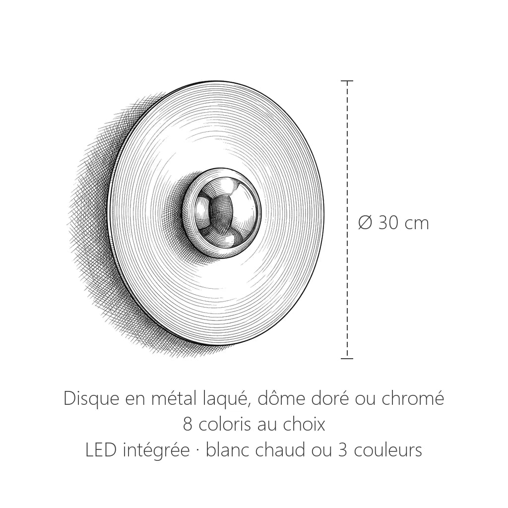 Dimensions de l'applique disque en métal : Ø 30 cm