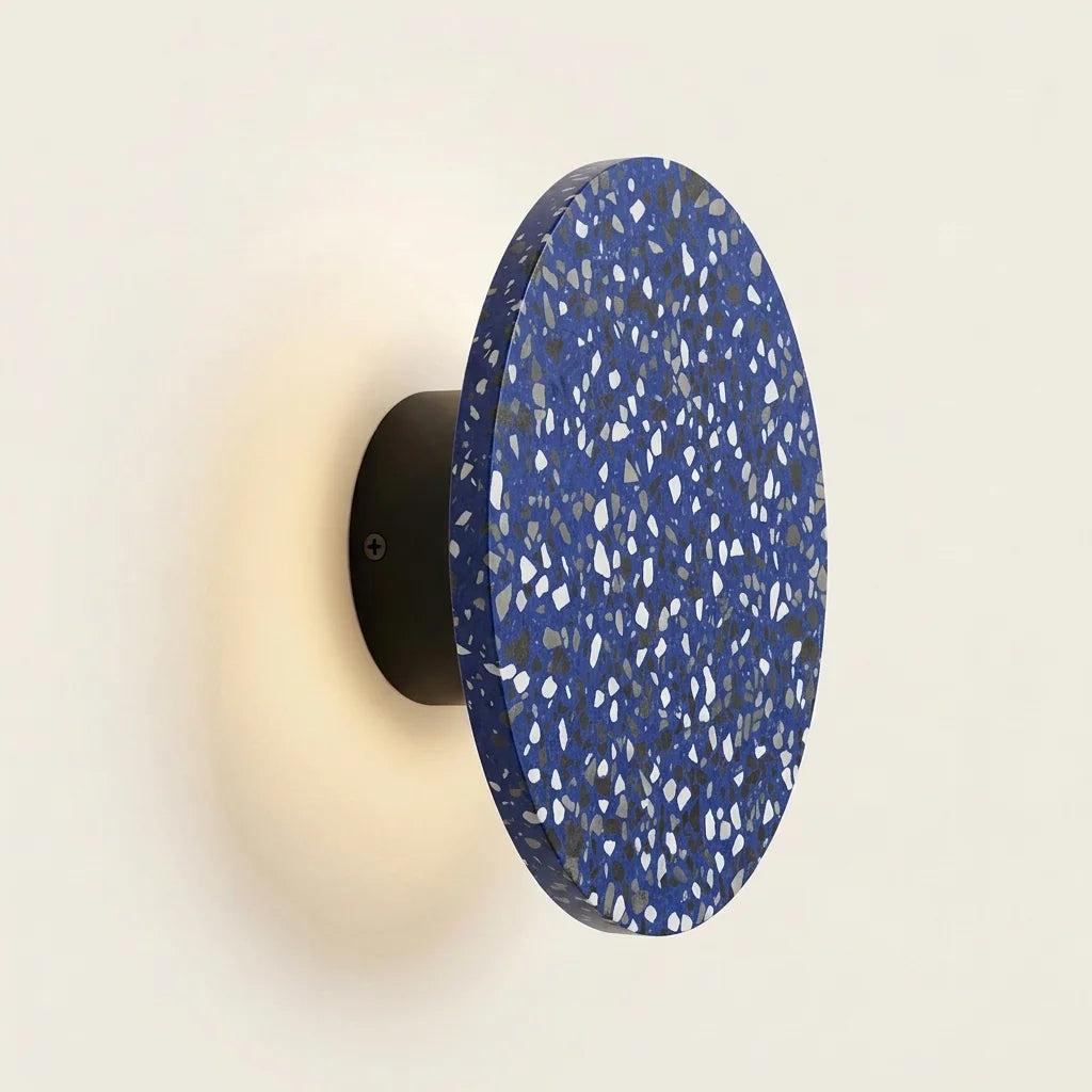 Applique murale disque en terrazzo bleu à halo lumineux