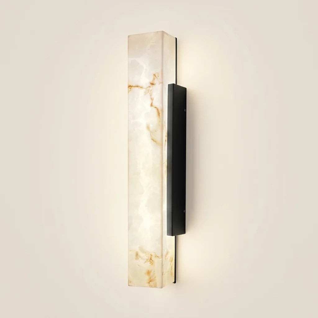 Applique murale extérieure LED colonne effet marbre, allumée