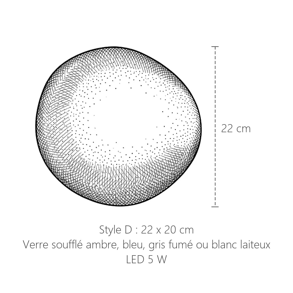 Dimensions du galet en verre soufflé : 22 x 20 cm