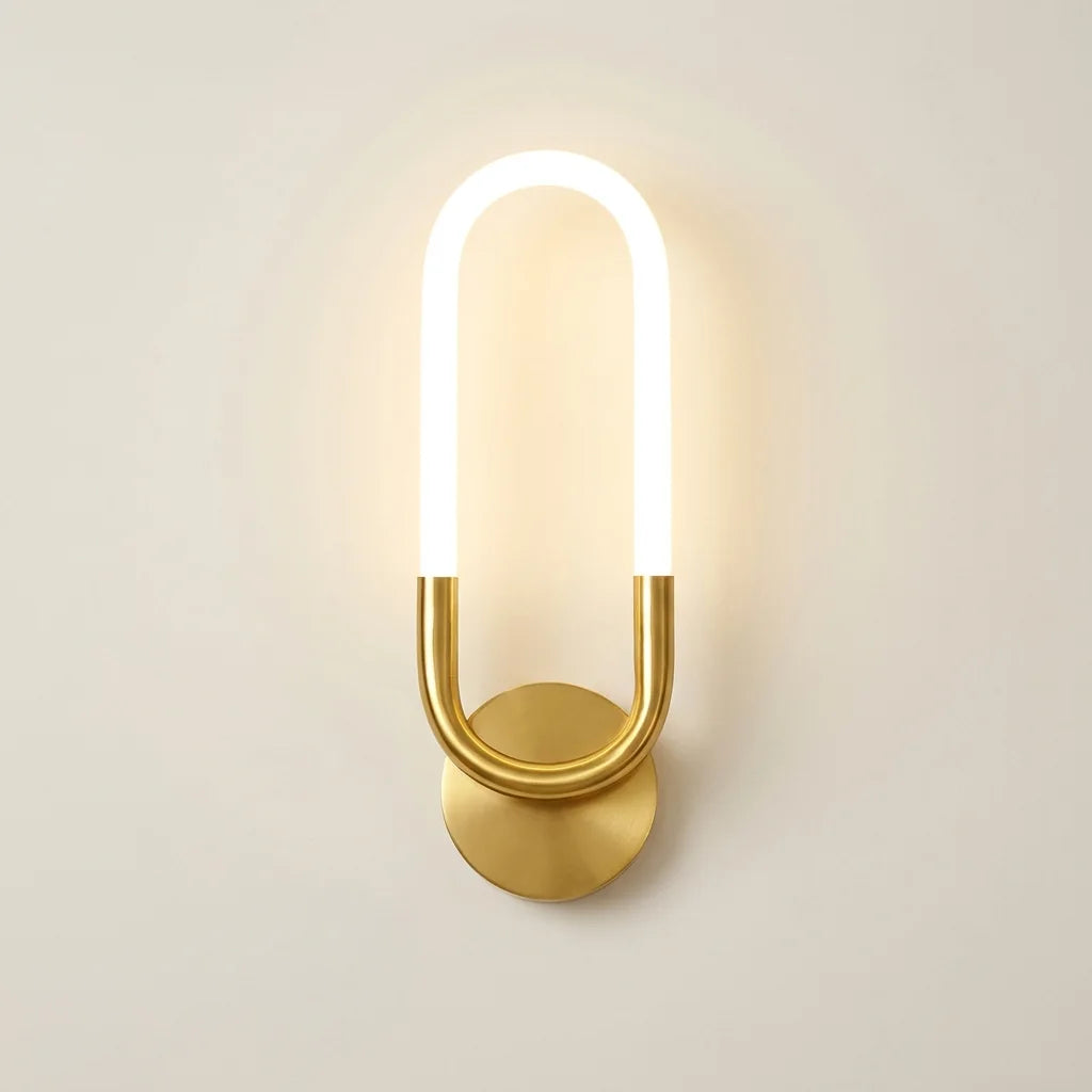 Applique murale LED boucle vers le haut sur socle doré, style C