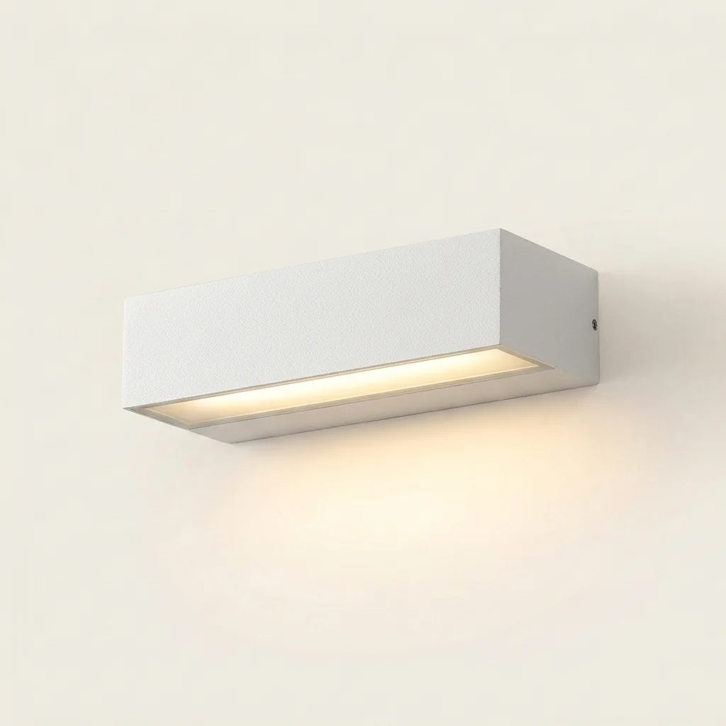 Applique murale LED extérieure IP65 en aluminium blanc, allumée