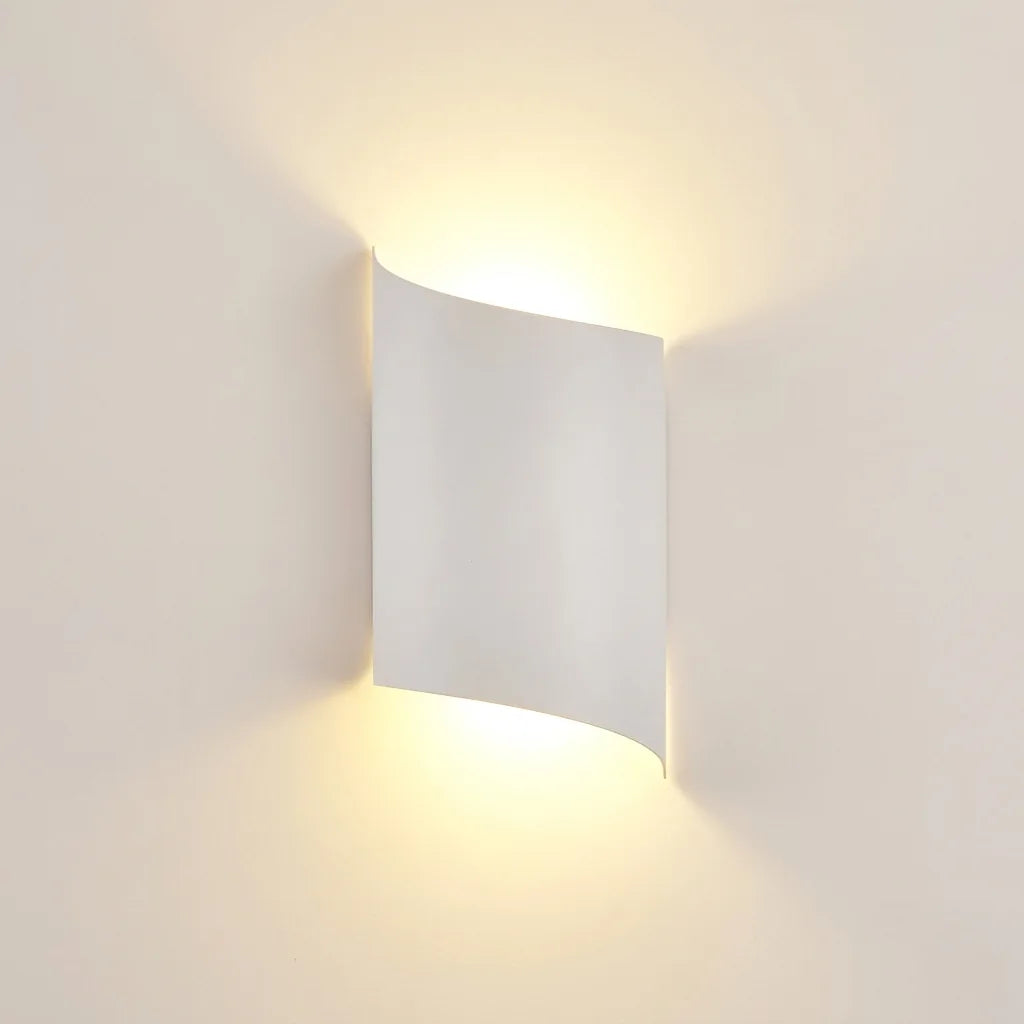 Applique murale LED incurvée blanche, éclairage haut et bas