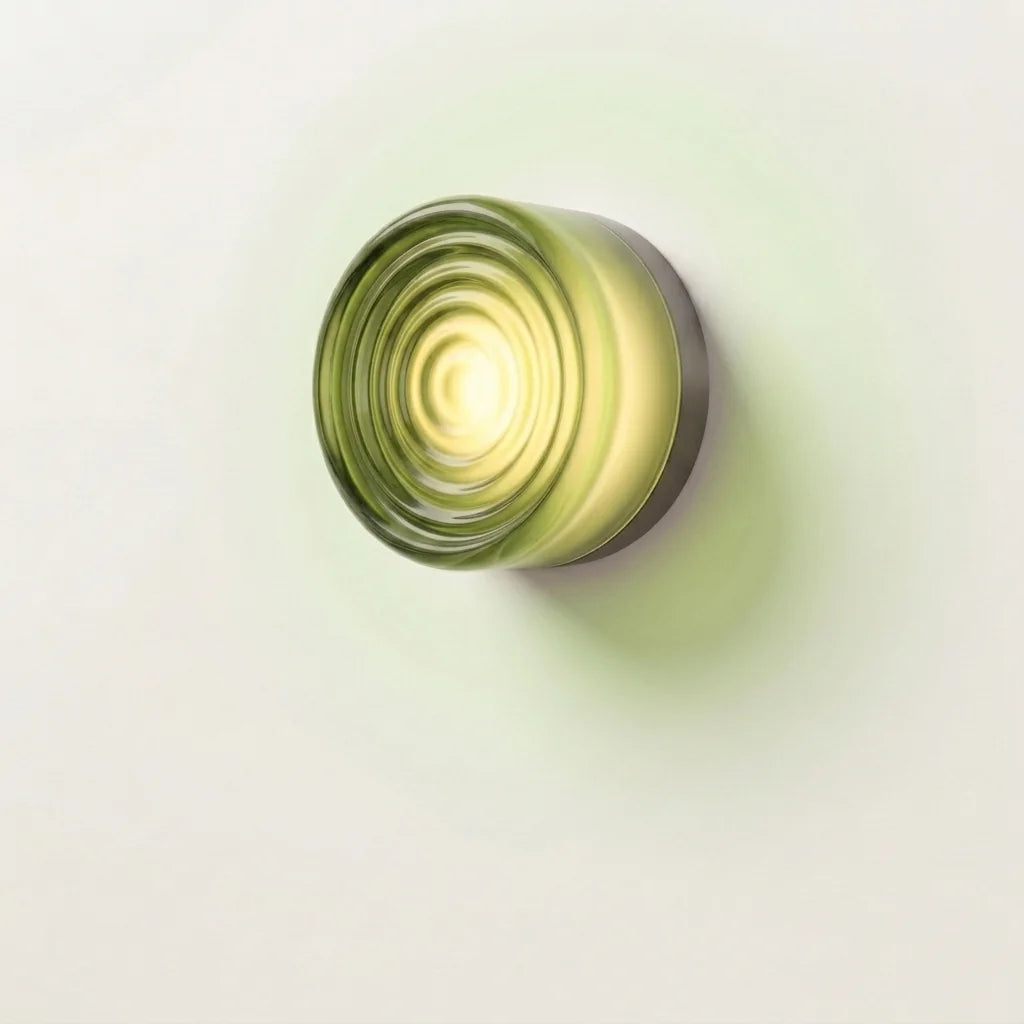 Applique murale LED ronde en verre vert à ondes circulaires