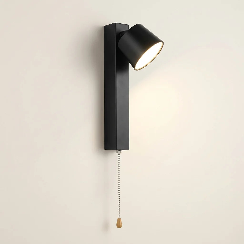 Applique murale LED noire à spot cylindrique orientable, style F