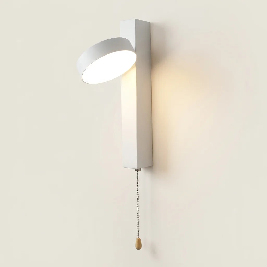 Applique murale LED blanche à disque orientable et tirette, style G