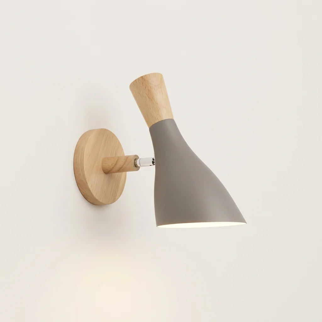 Applique murale orientable bois et abat-jour bouteille gris, style C