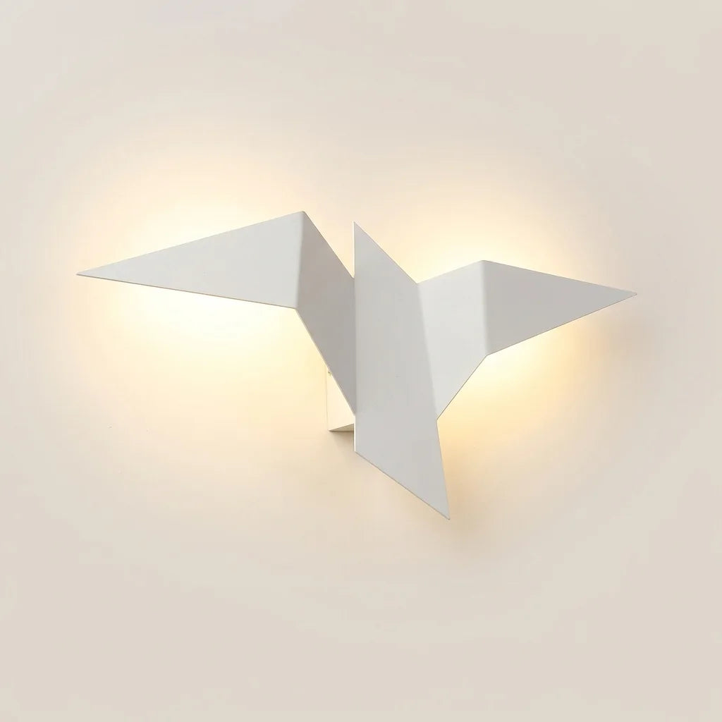 Applique murale oiseau origami blanc à rétroéclairage LED