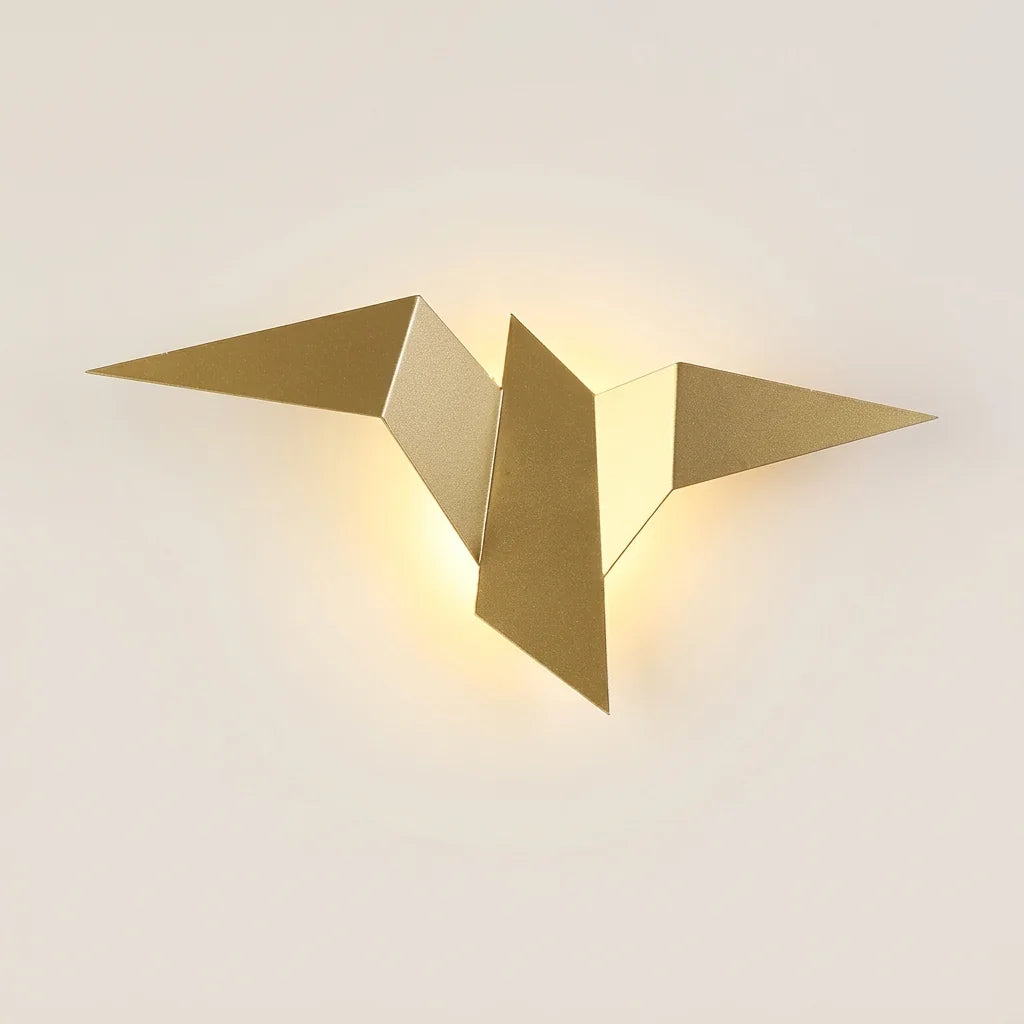 Applique murale oiseau origami doré à rétroéclairage LED