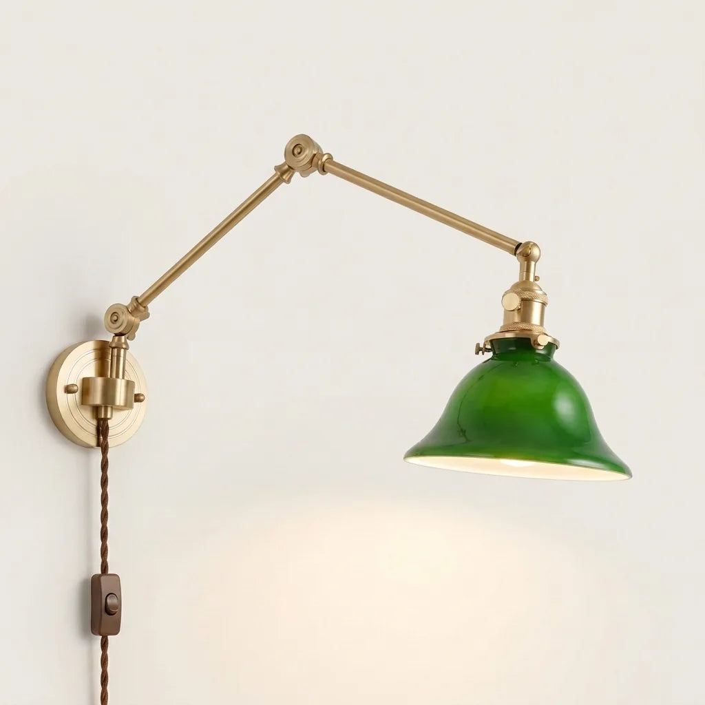 Applique orientable en laiton à brancher, câble avec interrupteur