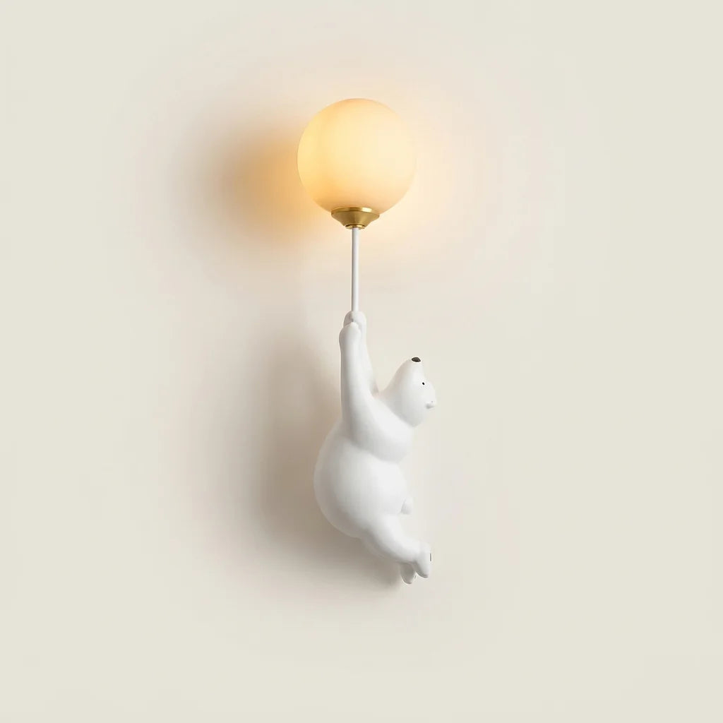 Applique murale ours polaire blanc suspendu au ballon, style B