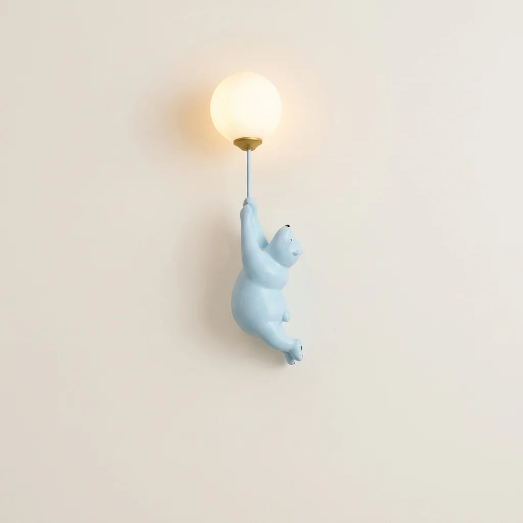 Applique murale ours polaire bleu suspendu au ballon, style B