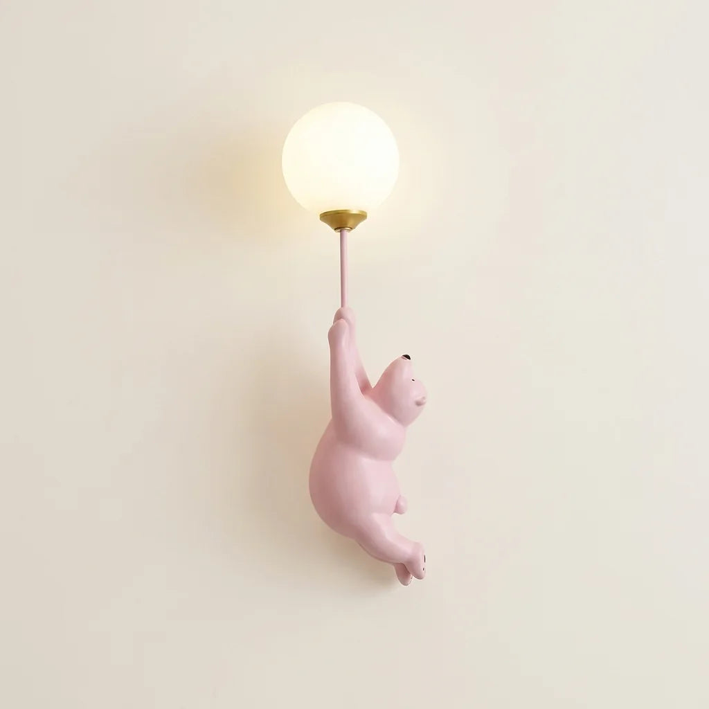 Applique murale ours polaire rose suspendu au ballon, style C