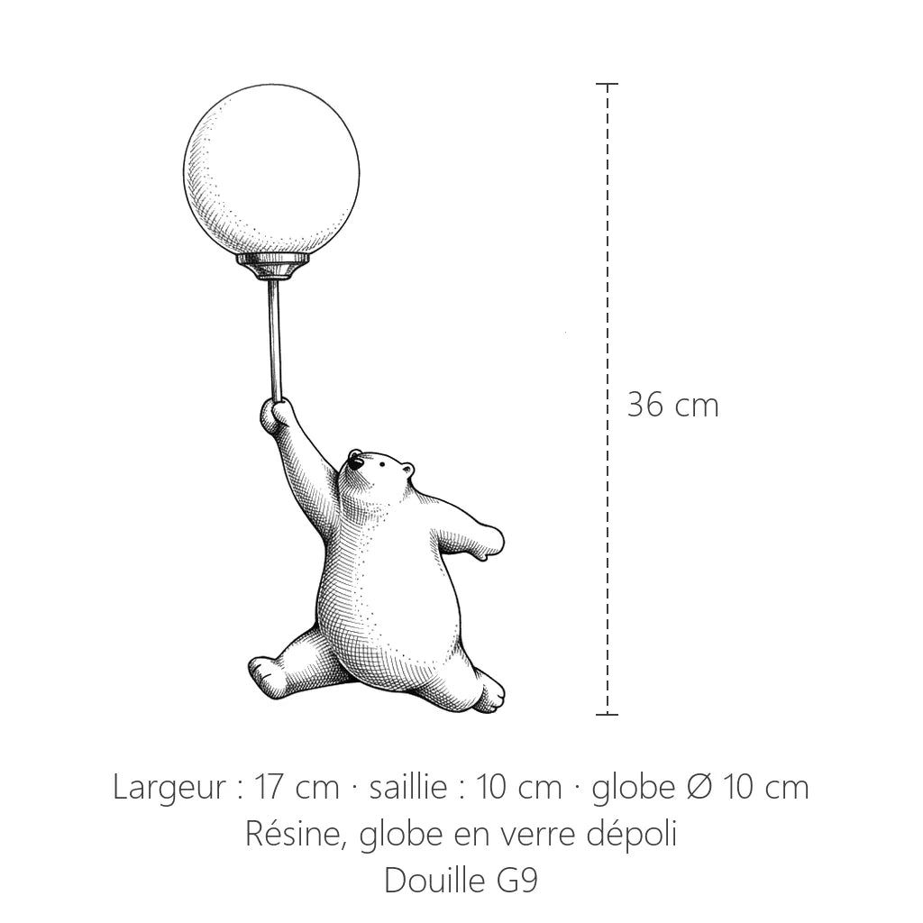 Dimensions de l'applique ours polaire : 36 x 17 cm