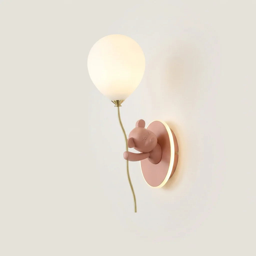 Applique murale ourson rose, modèle B orienté à droite