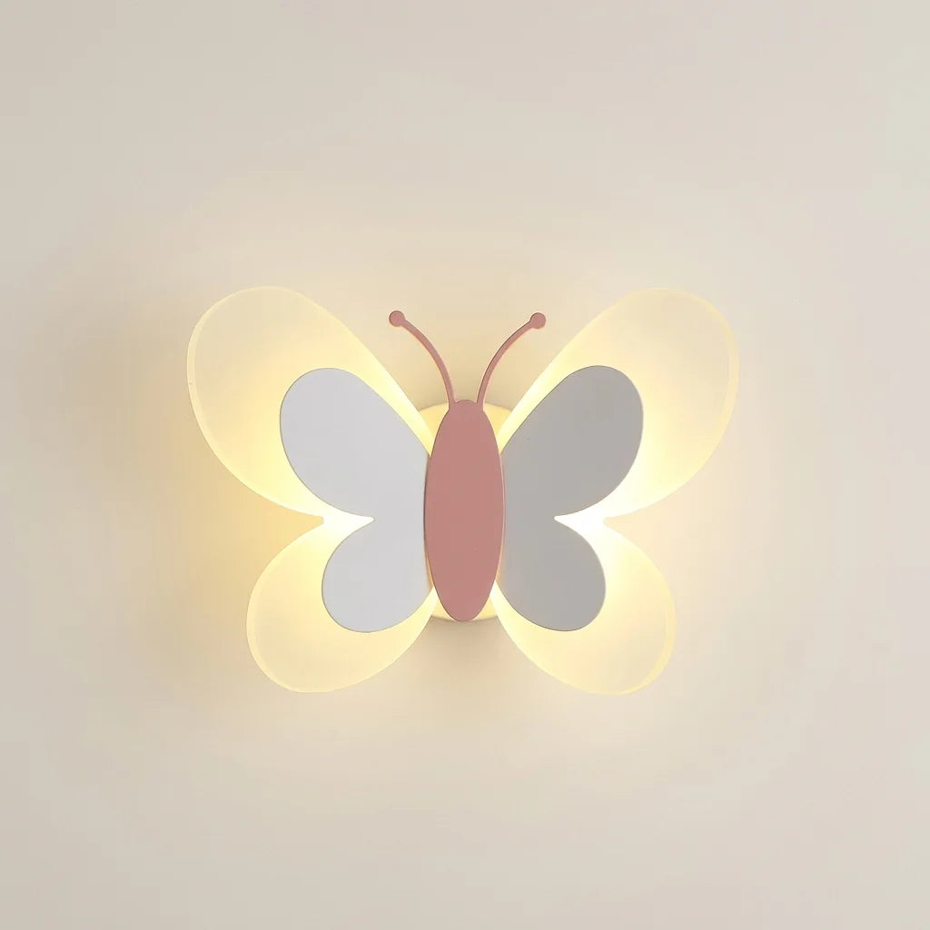 Applique murale papillon LED au corps rose, type B