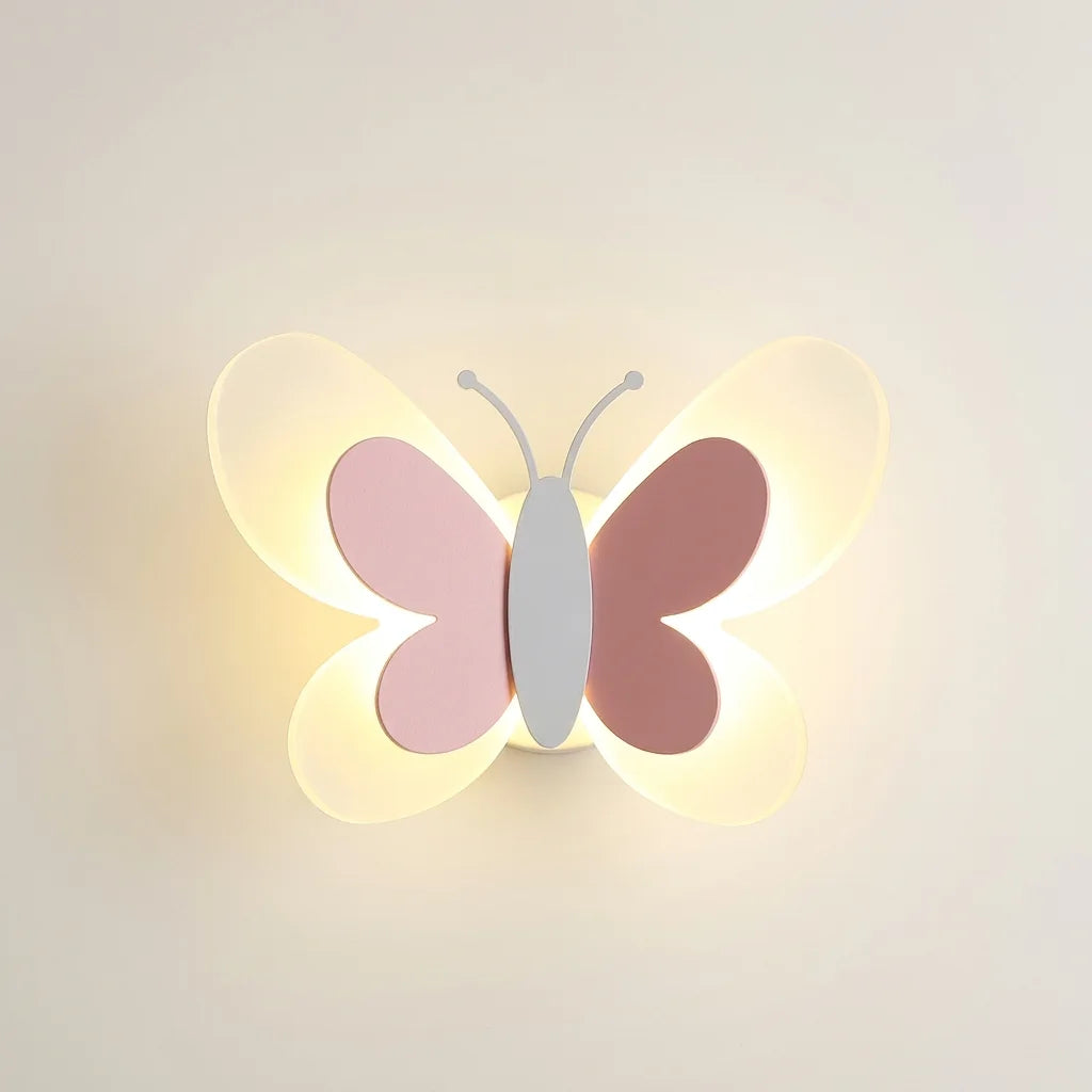 Applique murale papillon LED aux ailes roses, type C