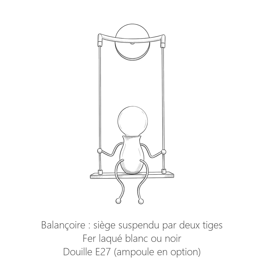 Dimensions de l'applique petit bonhomme, balançoire