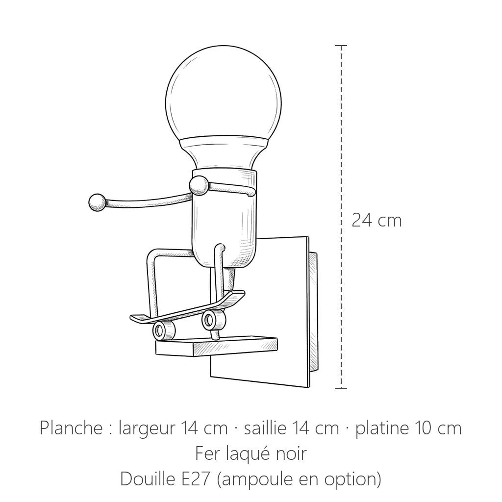 Dimensions de l'applique petit bonhomme, planche : 24 cm
