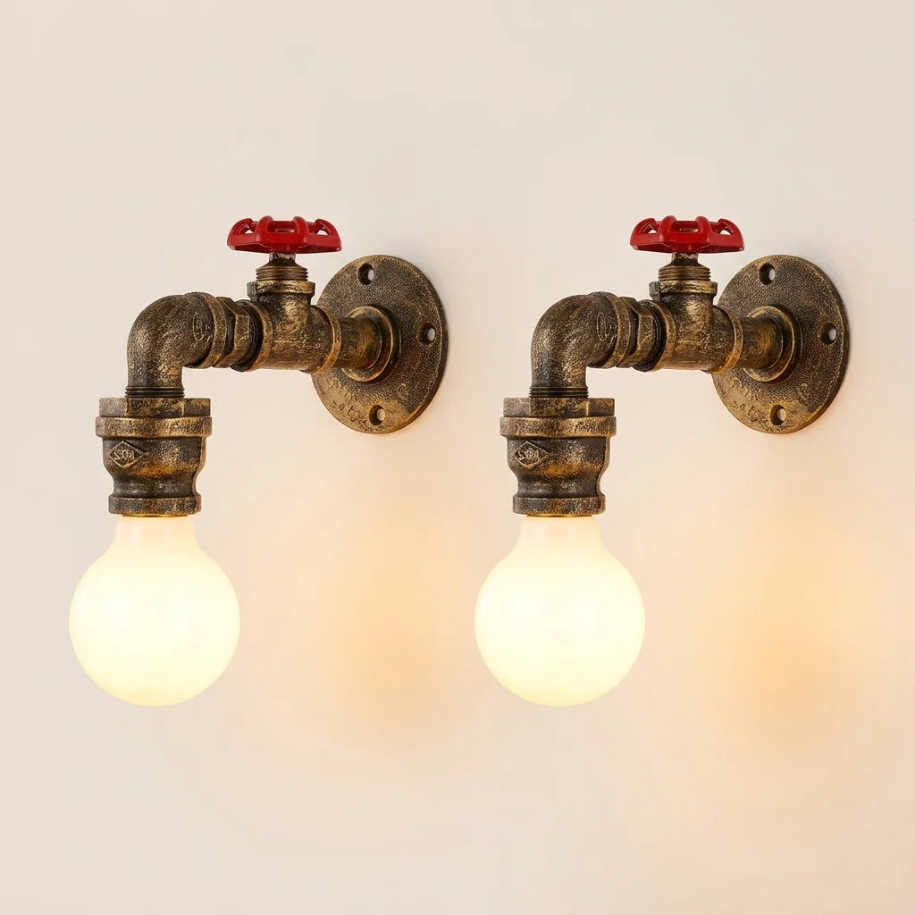 Lot de 2 appliques murales robinet industrielles