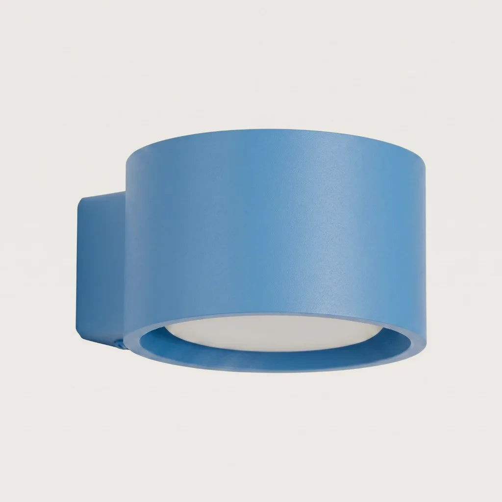 Applique murale ronde extra-plate en aluminium, coloris bleu clair
