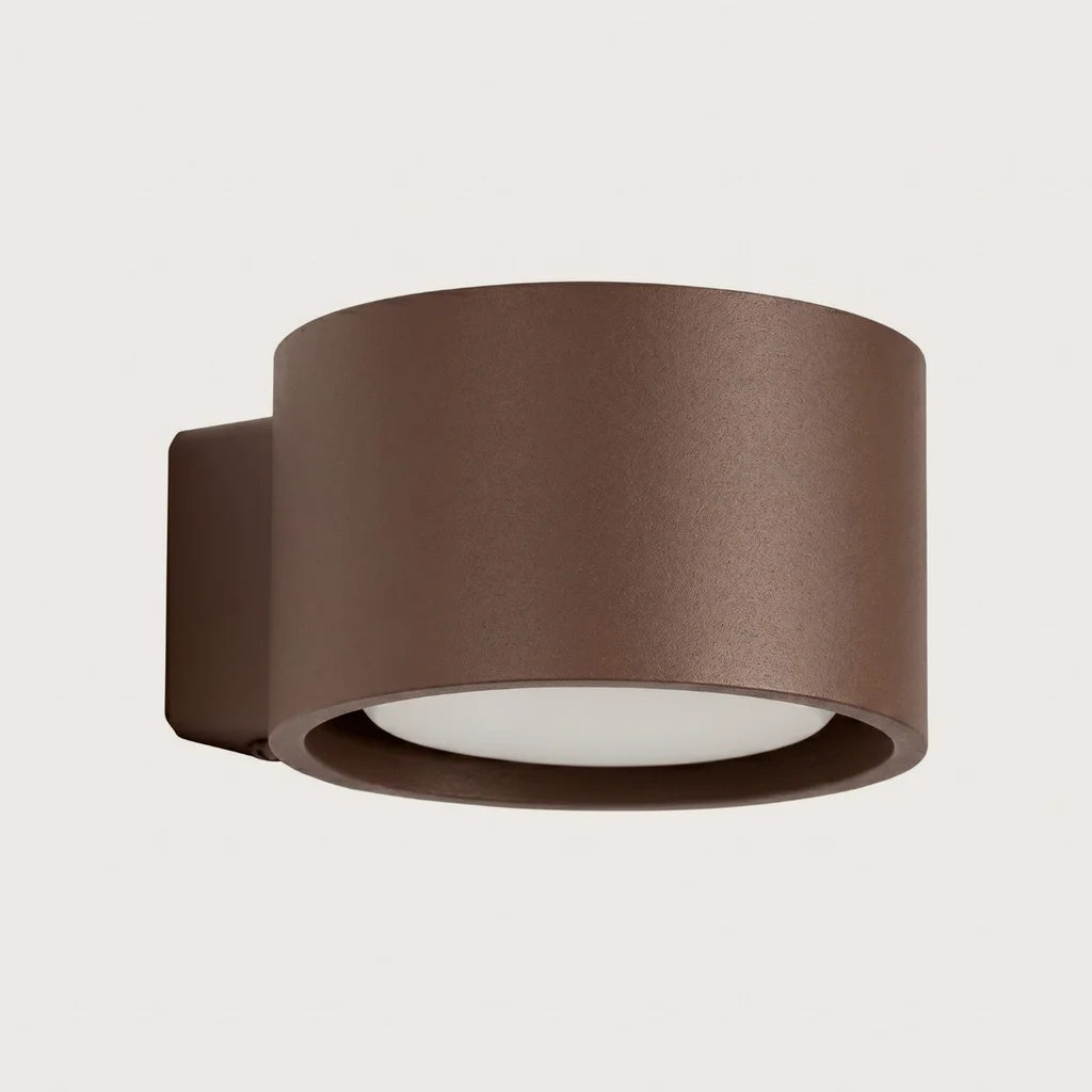 Applique murale ronde extra-plate en aluminium, coloris marron