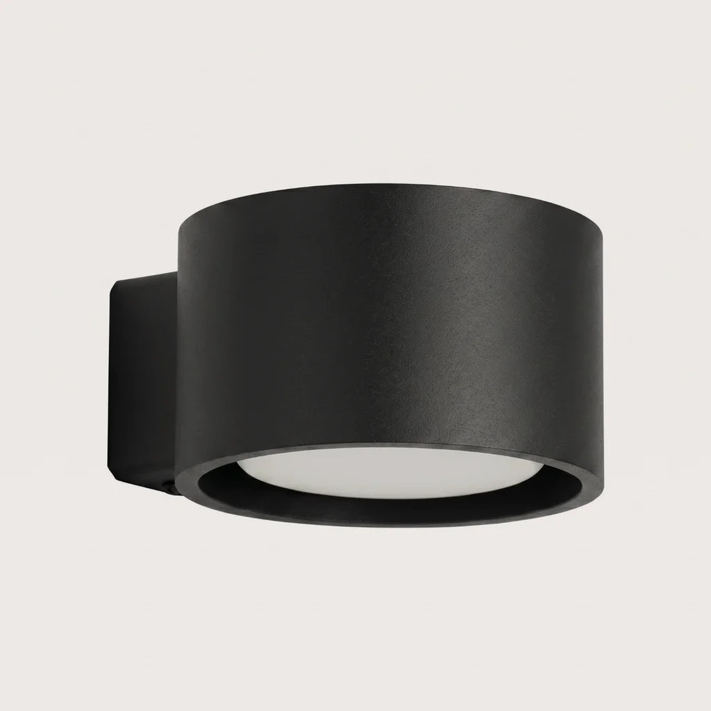Applique murale ronde extra-plate en aluminium, coloris noir