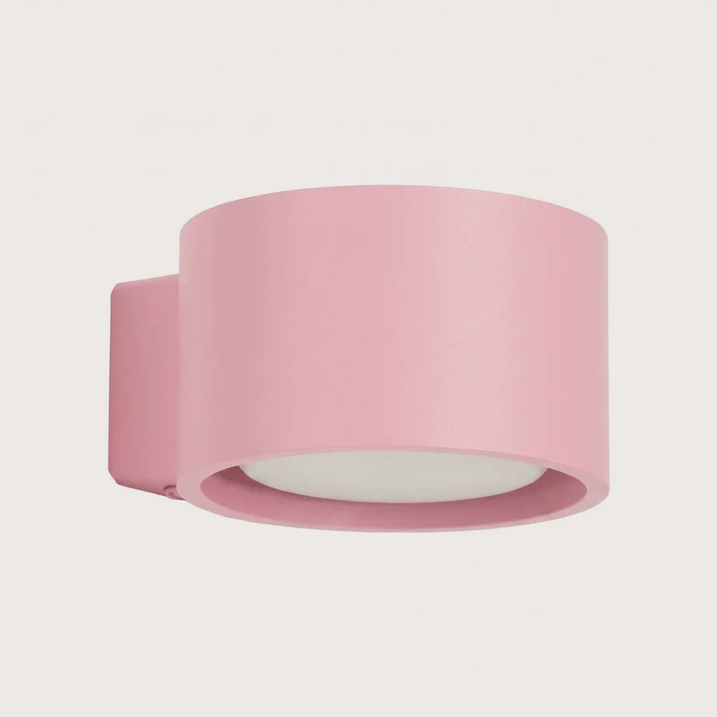 Applique murale ronde extra-plate en aluminium, coloris rose