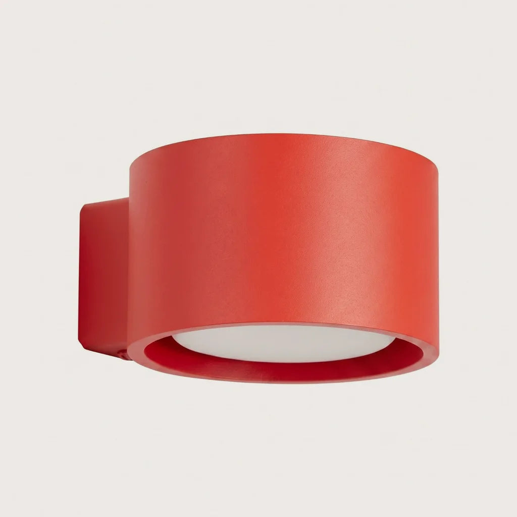 Applique murale ronde extra-plate en aluminium, coloris rouge