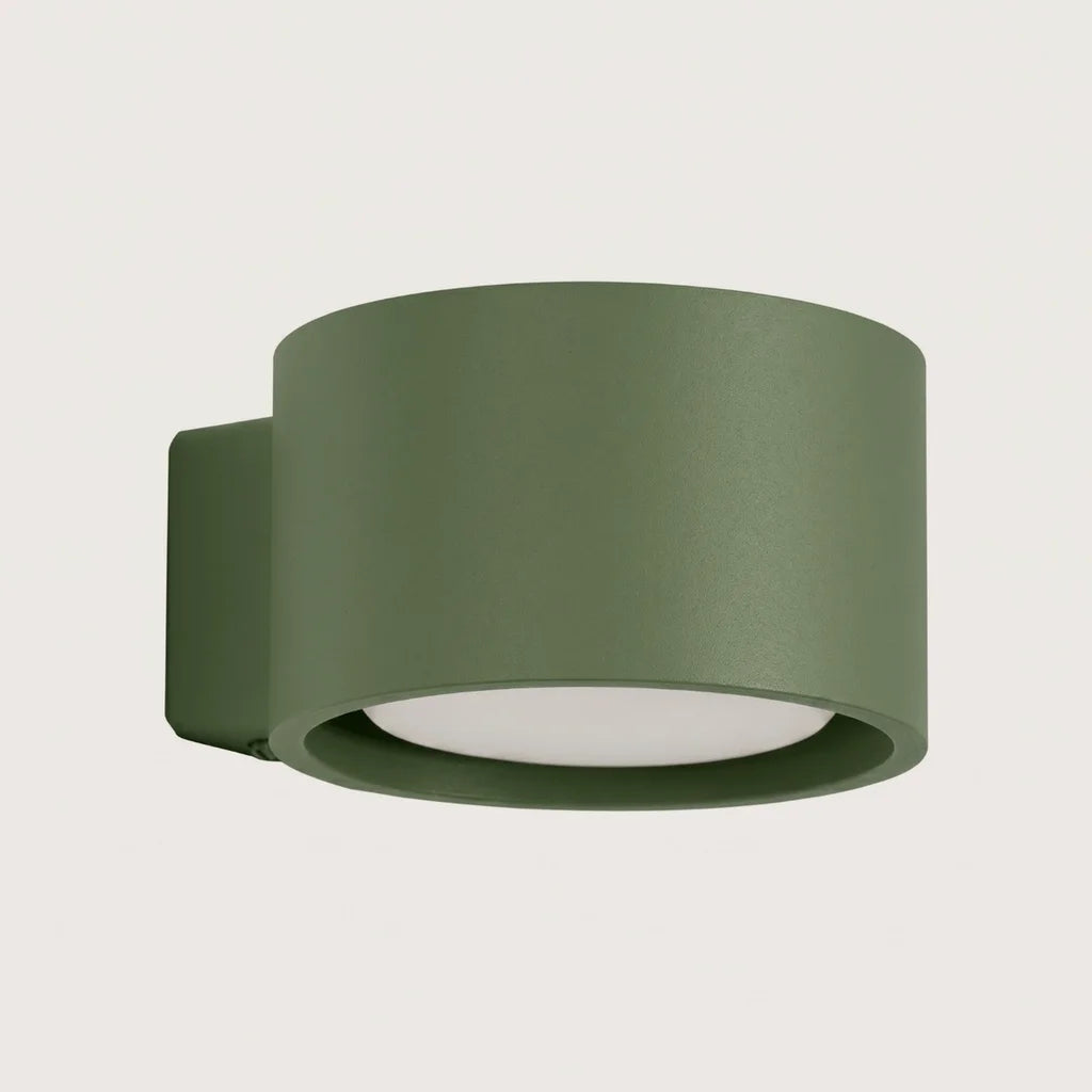 Applique murale ronde extra-plate en aluminium, coloris vert olive