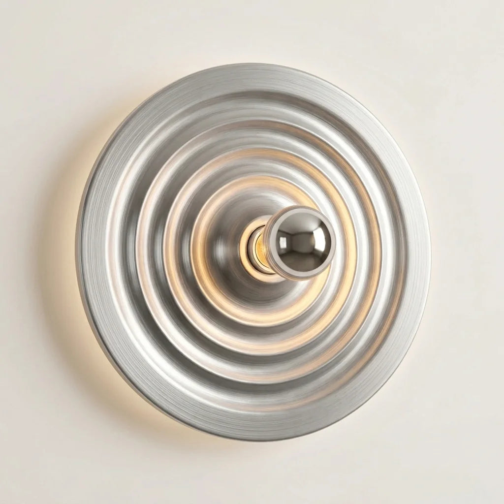 Applique murale disque à anneaux en aluminium brossé, type B