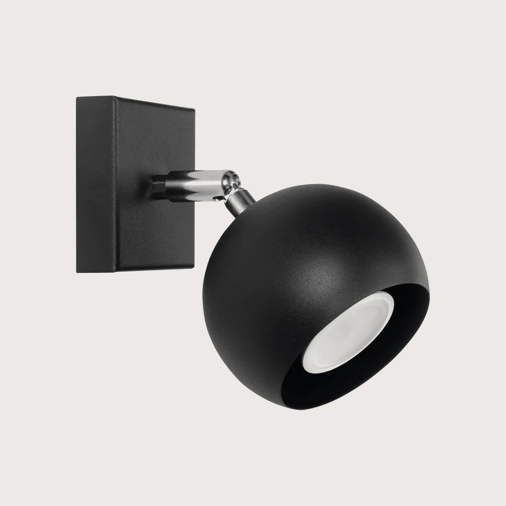 Applique murale spot boule orientable, coloris noir