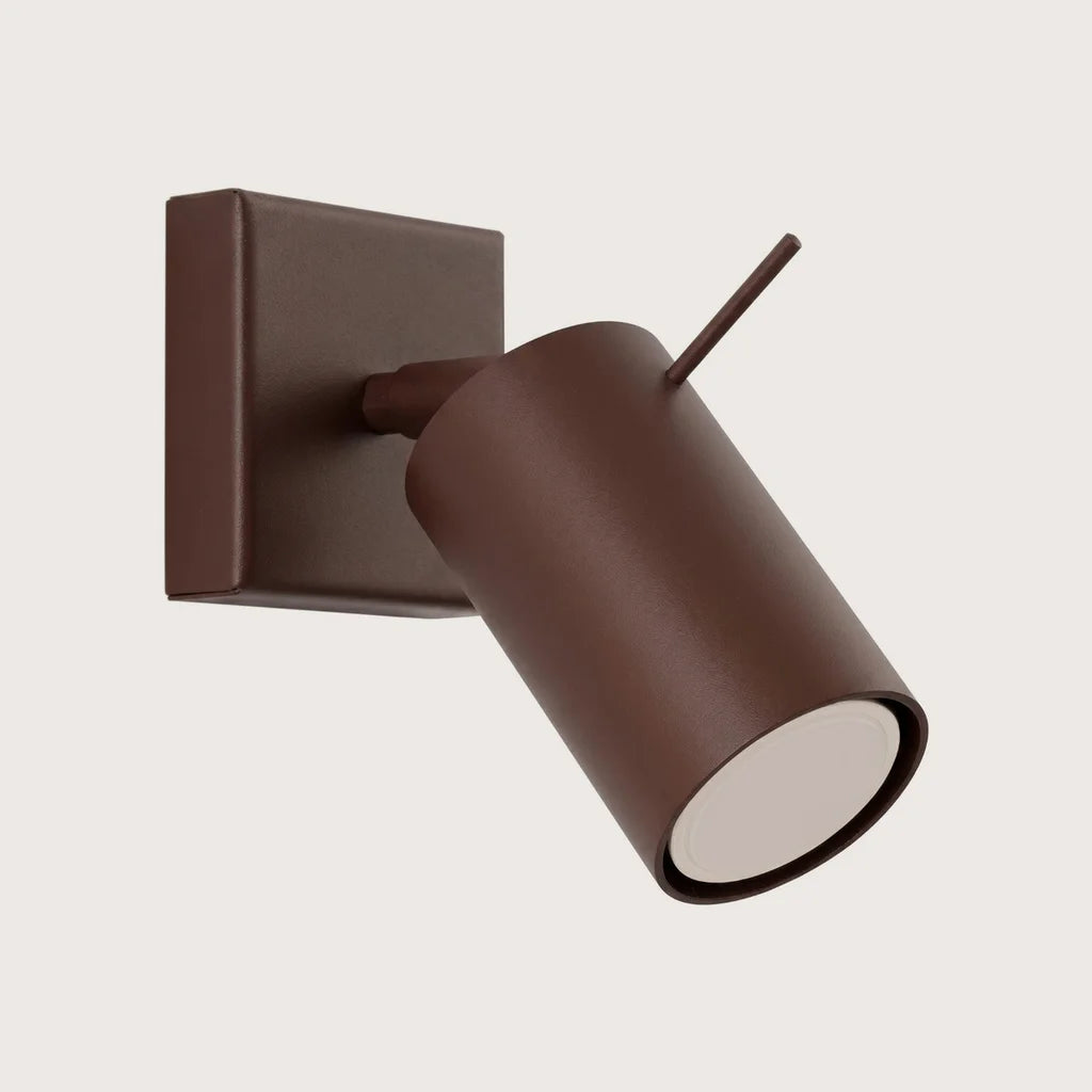 Applique murale spot orientable tube, coloris marron (Sans interrupteur)