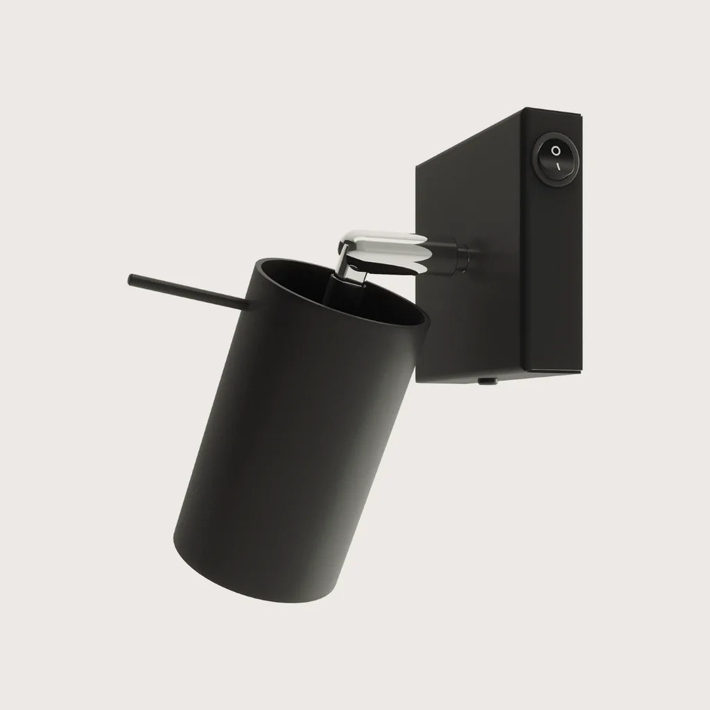 Applique murale spot orientable tube, coloris noir (Avec interrupteur)