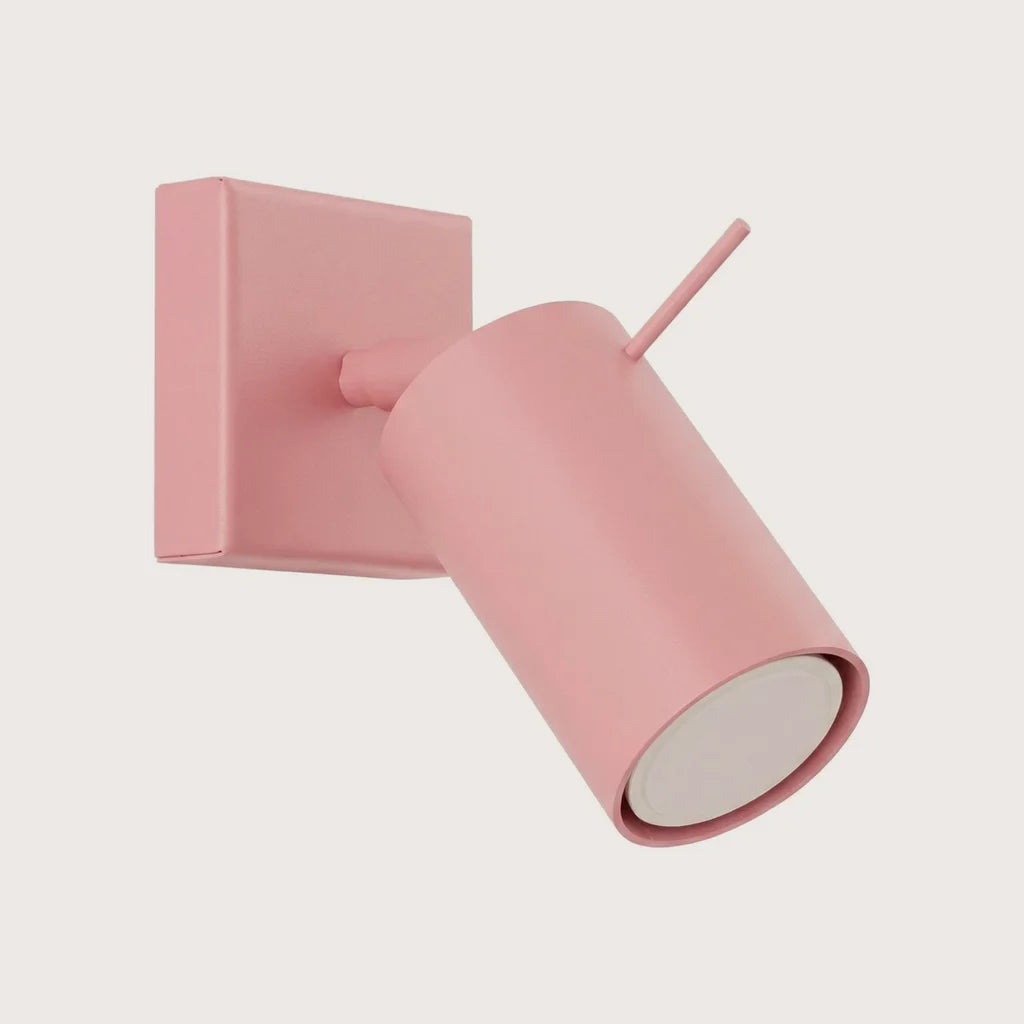 Applique murale spot orientable tube, coloris rose (Sans interrupteur)