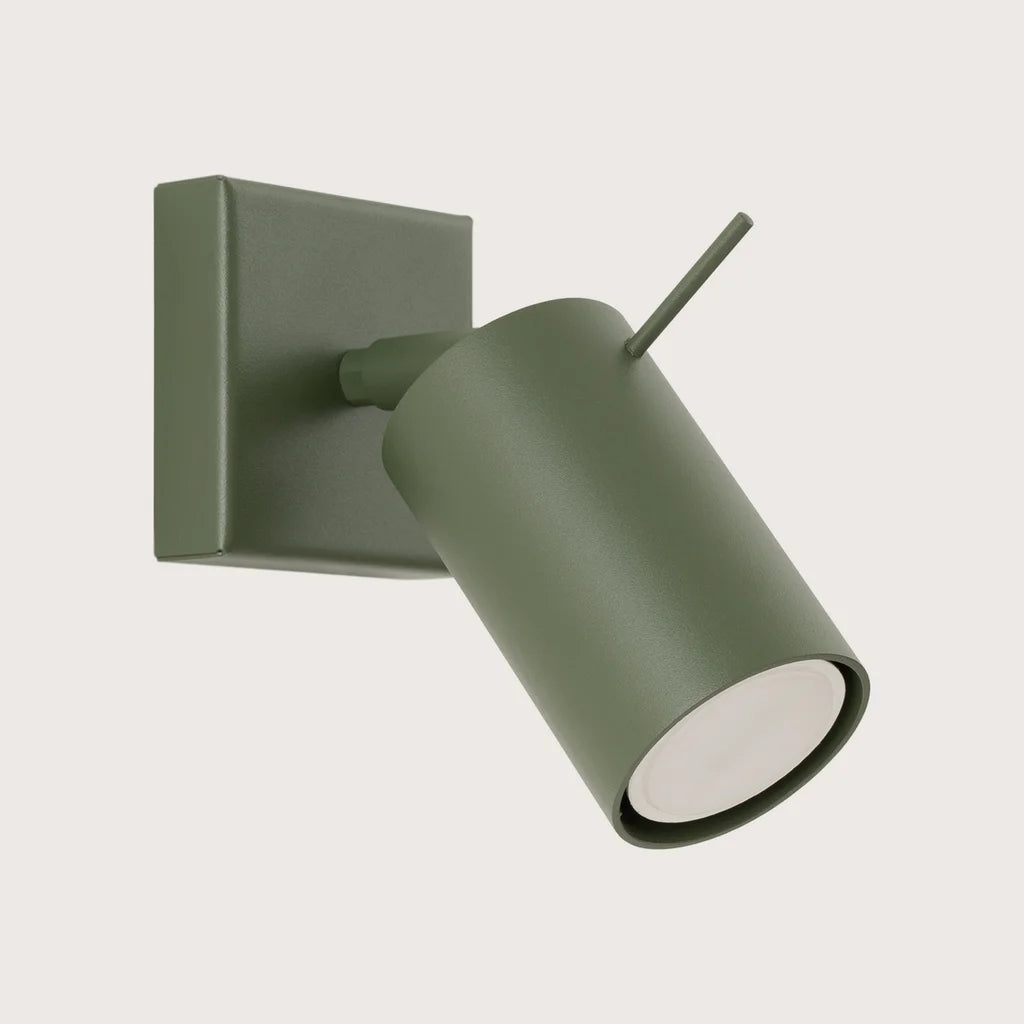 Applique murale spot orientable tube, coloris vert olive (Sans interrupteur)